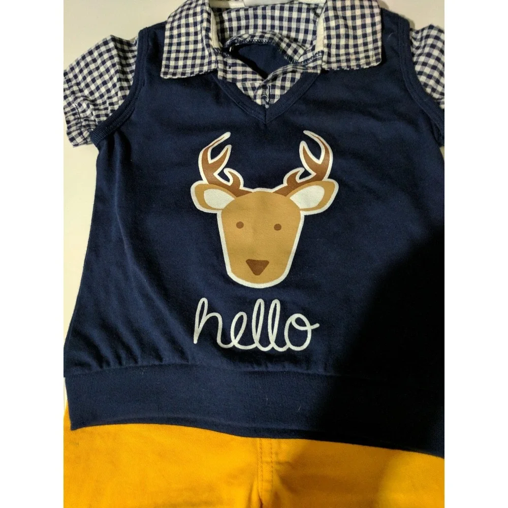 Boys toddler clothes 3 piece suit size 24 months blue/ yellow brown high tops
